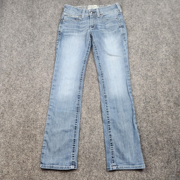 Ariat Denim - Ariat REAL Denim Jeans Womens 27R Light Wash Mid Rise Straight Western Cowgirl